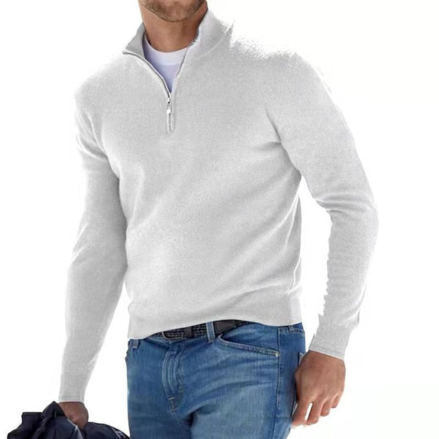 Classic Zip-Up Knit Pullover – Comfortable Men’s Essential