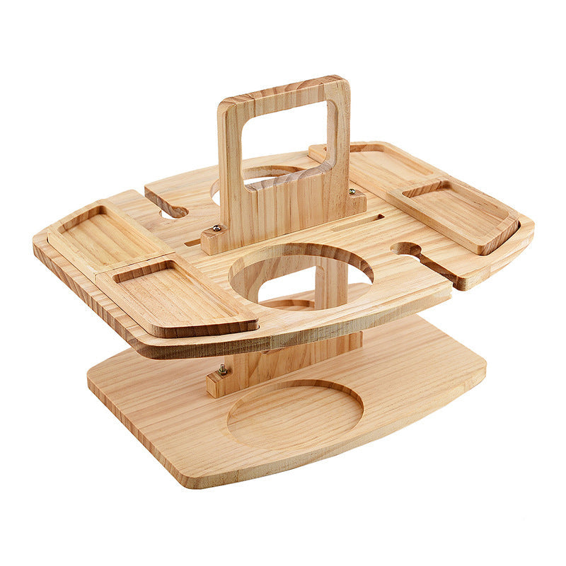 Elegant Oak Picnic Wine Table – Compact & Versatile