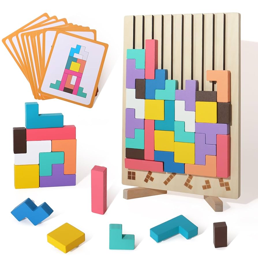 Children's Wooden Tetris Puzzle – Educational and Creative
