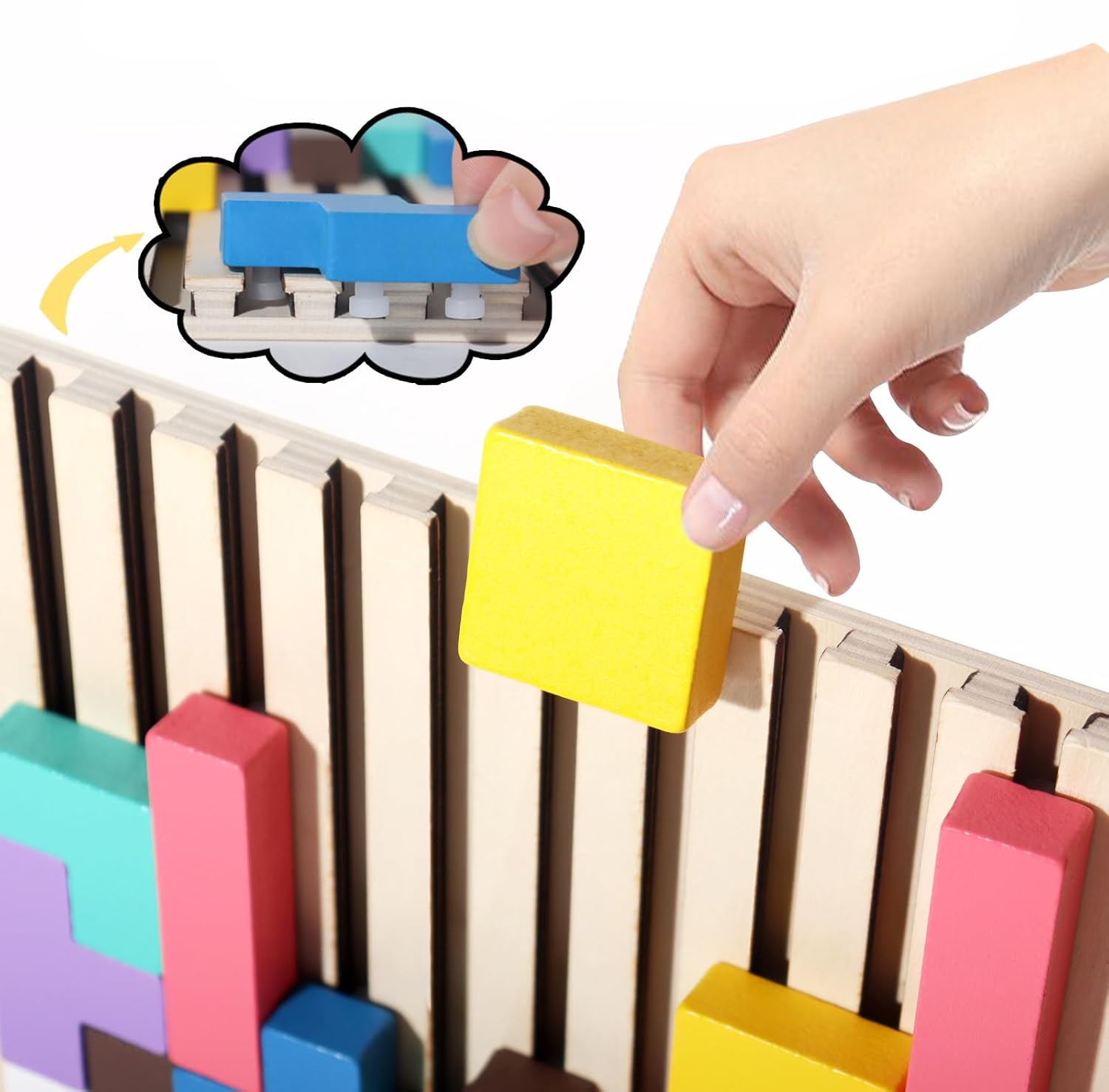 Children's Wooden Tetris Puzzle – Educational and Creative