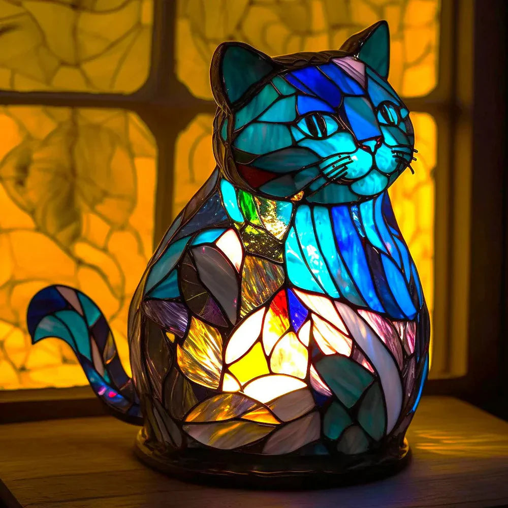 Vibrant Stained Glass Animal Lamps – Artistic Table Décor