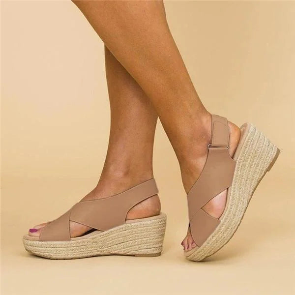 Chic Cross-Strap Wedge Sandals – Comfortable Summer Style