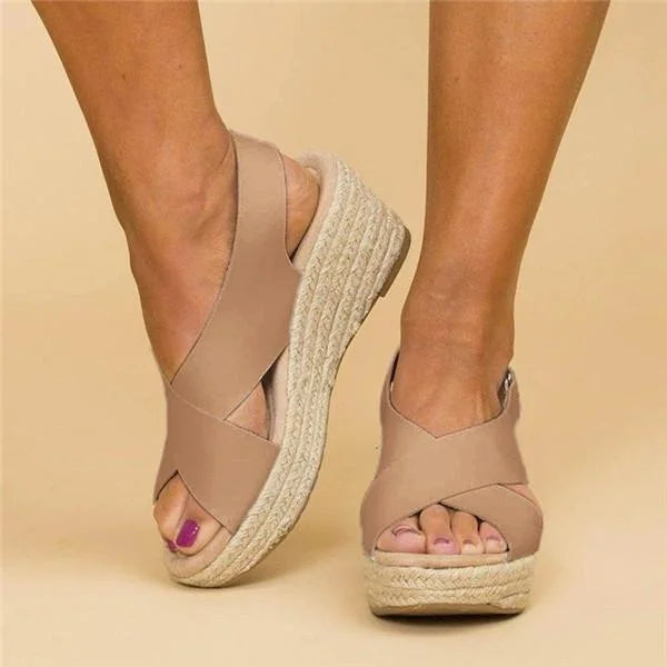 Chic Cross-Strap Wedge Sandals – Comfortable Summer Style