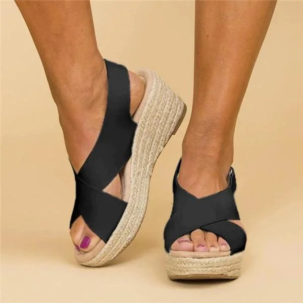 Chic Cross-Strap Wedge Sandals – Comfortable Summer Style