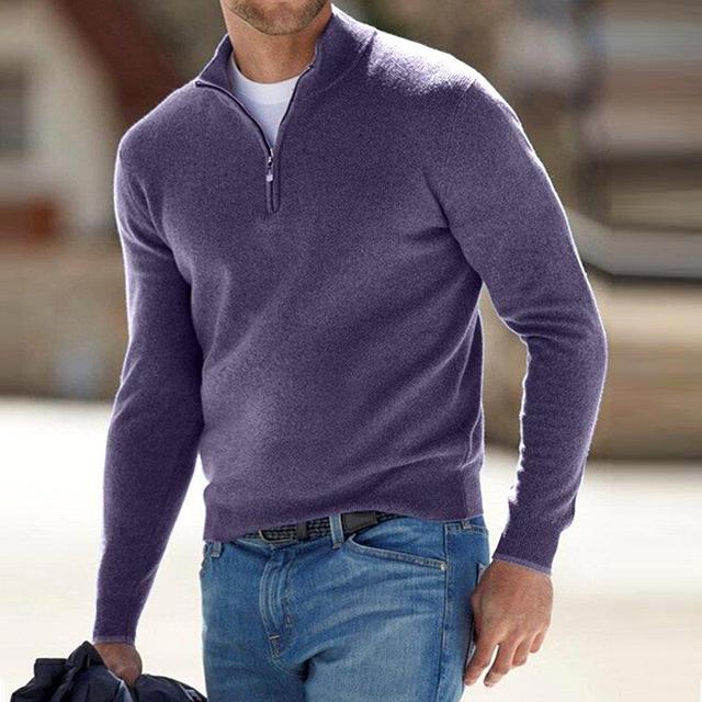 Classic Zip-Up Knit Pullover – Comfortable Men’s Essential