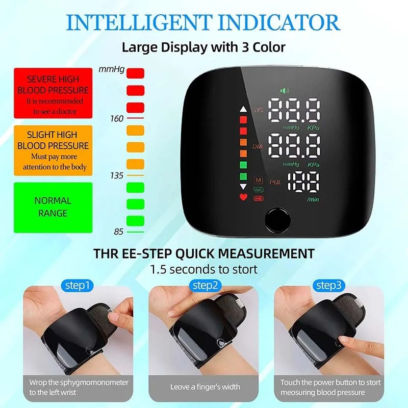 PulseMate Wrist BP Monitor – Smart Rechargeable Health Tracker