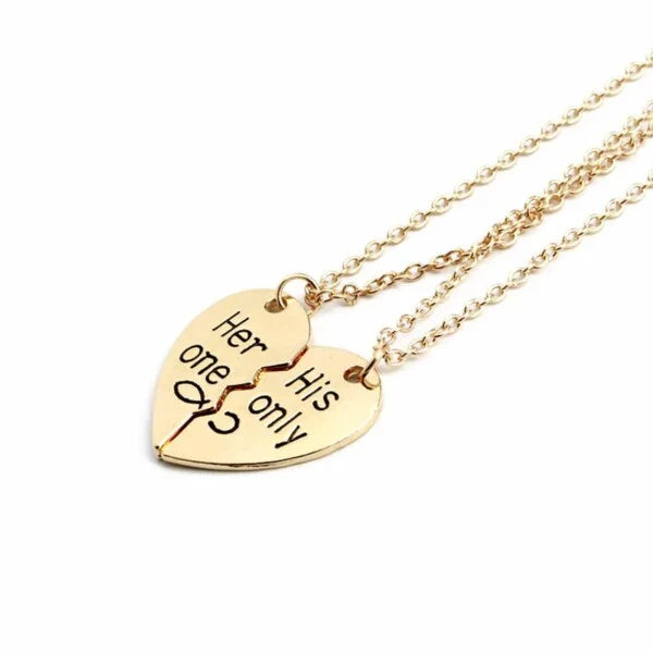 Golden Heart Connection Necklace - For Eternal Love on Valentine's Day