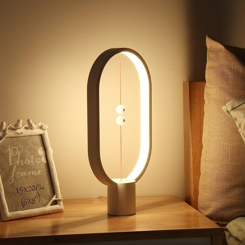 AuraBalance Magnetic LED Table Lamp – Modern Wooden Ambient Light