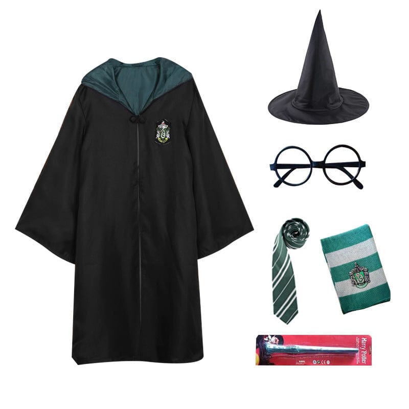 Kids’ Enchanted Wizard Cloak – Pointed Hood & Striped Scarf Set
