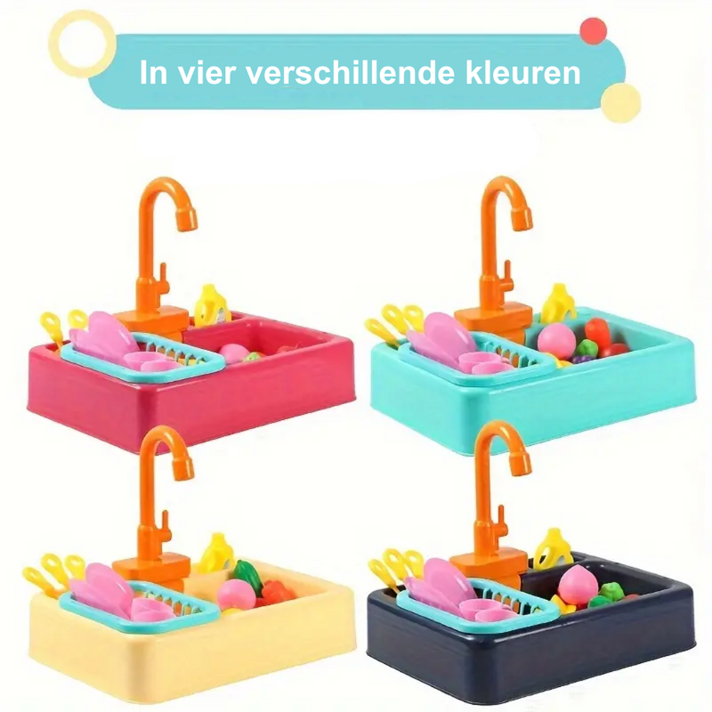 Mini Chef Sink Playset – With Flowing Faucet and Toy Vegetables